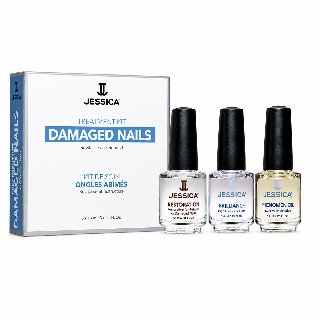 Jessica Damaged Nails Recovery Kit with Restoration, Brilliance and Phenomen Oil